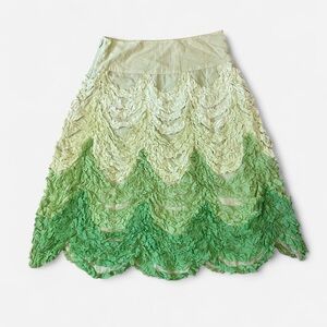 Green Ombre Ruffled Midi Skirt
